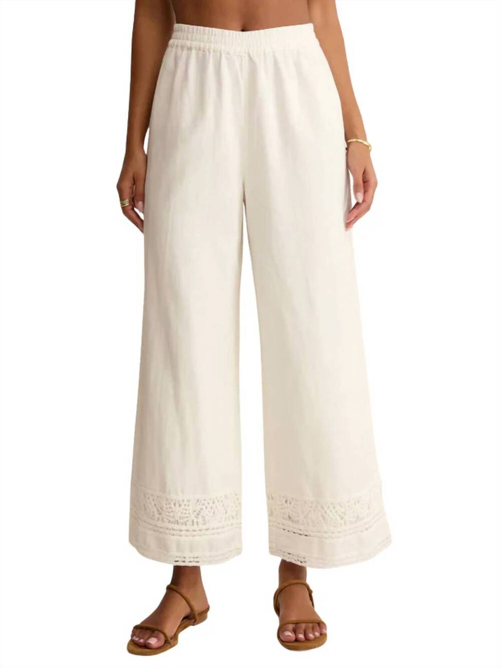 NEW Z SUPPLY scout embroidered pant in white